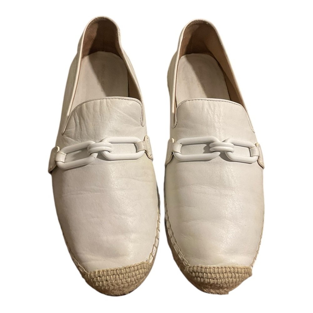 MICHAEL KORS COLLECTION Women’s Straws White Leather Loafers Flats Shoes 38.5